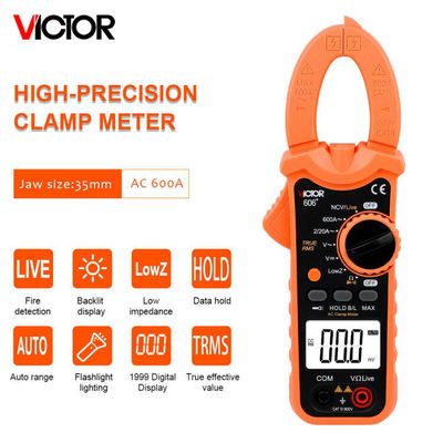 VICTOR Digital Clamp Meter 5999 Tellingen AC gelijkstroom 600V 600A met Levend NCV-Flitslicht