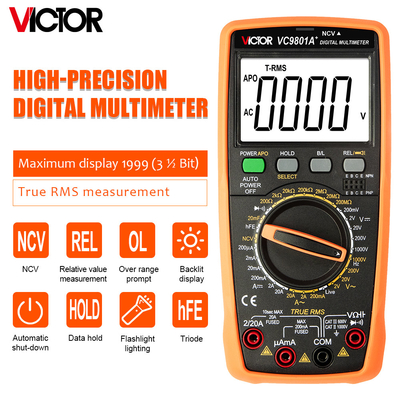 Victor VC9801A+ 9801 Pocket Multimeter True RMS Temperatuur Capacimetro Transistor Tester