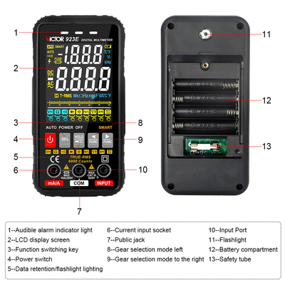 VICTOR 923E Digitale multimeter met kleurrijk scherm Smart Auto range multimeter