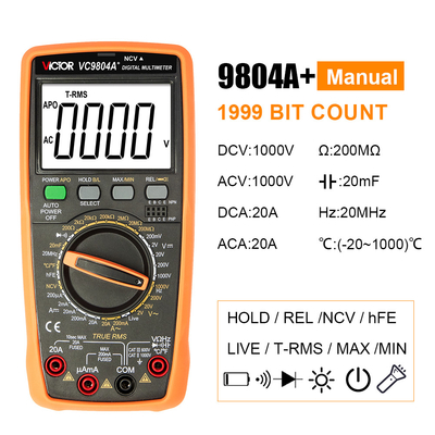 Victor VC9804A+ 9804 Pocket Multimeter True RMS AC DC 1000V 20A digitale multimeter