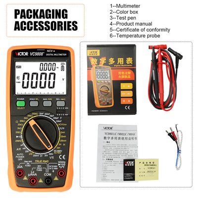 VICTOR VC9808+ digitale Multimeter 2000uF capacimeter 10MHz Frequentietemperatuur- en inductantiemeter met LCR-test