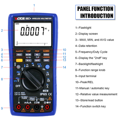 VICTOR 98C+ draadloze Digitale Multimeter 22000 tellingen display auto bereik multimeter