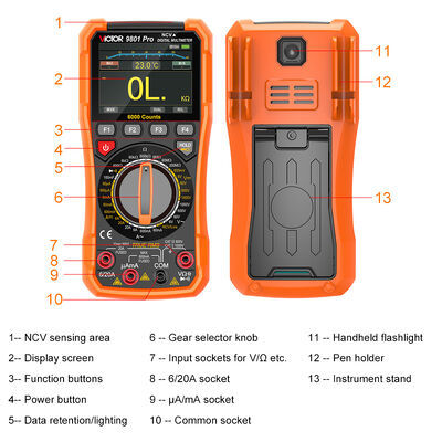 VICTOR 9801Pro Digitale Multimeter met TFT-scherm